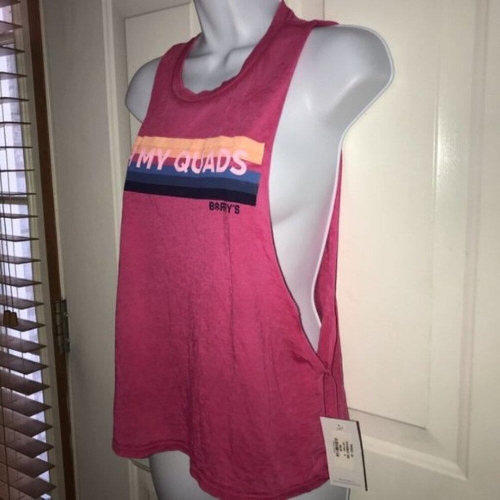 New Barry's Bootcamp oh my quads workout burnout graphic rainbow muscle tank top